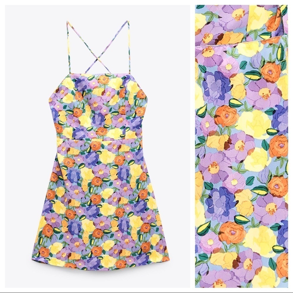 🌹NWT. Zara Floral Print Mini Dress. Size S. - Picture 6 of 12